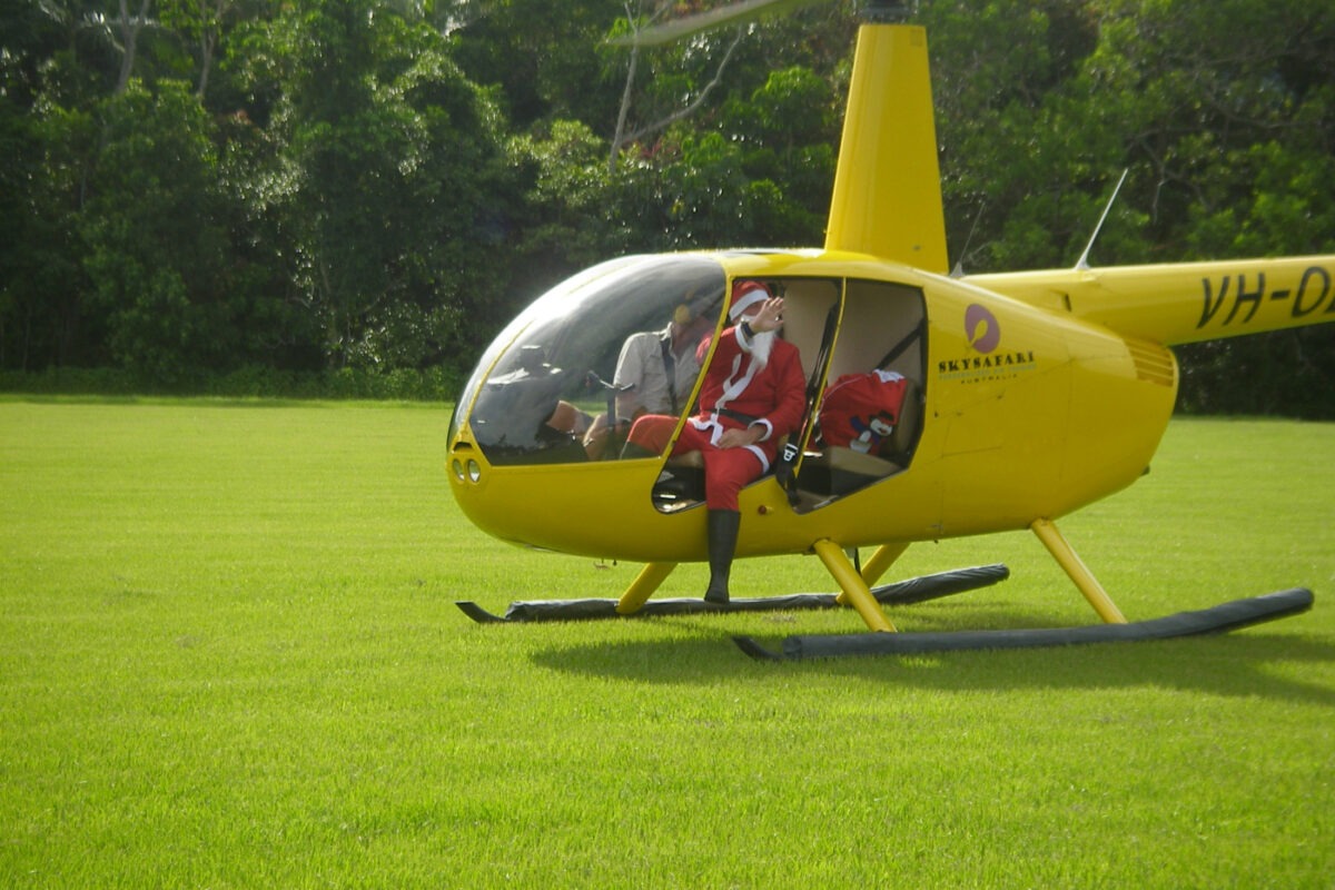 Helicoper in Port Douglas with santa
