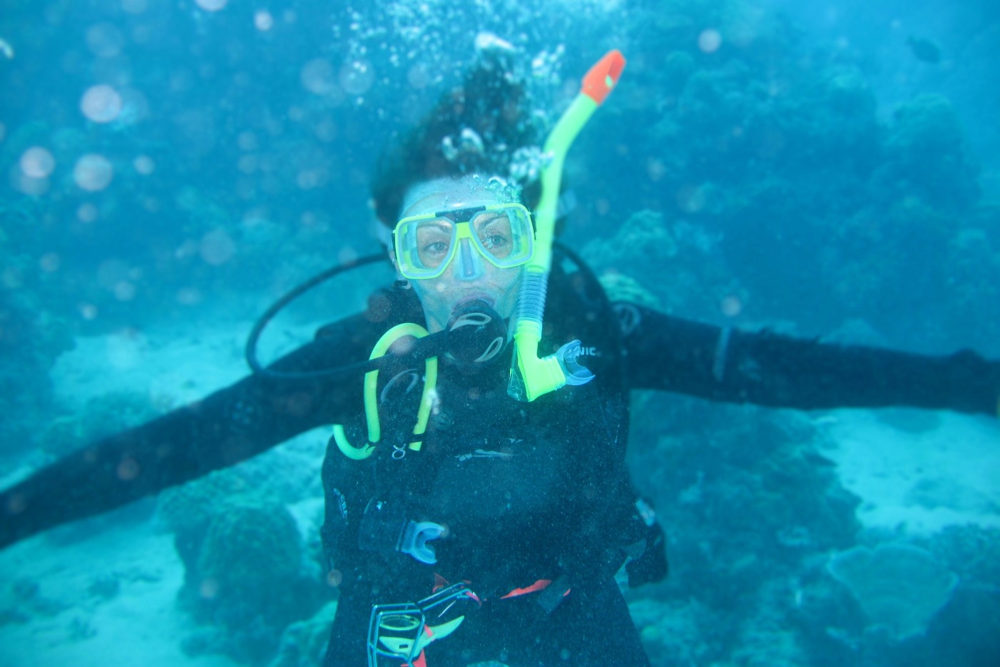 Alyson scuba diving, underwater