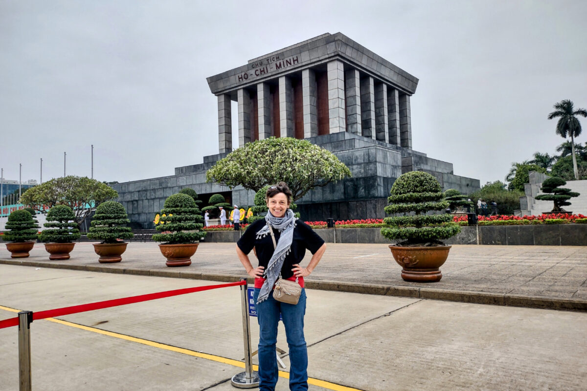 Alyson at the Mausoleum of Ho Chi Minh in Hanoi Vietnam
