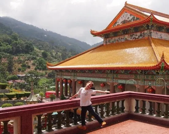 Posing for photos at Kek Lok Si temple