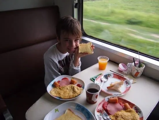 Food on the train from Bangkok to Laos