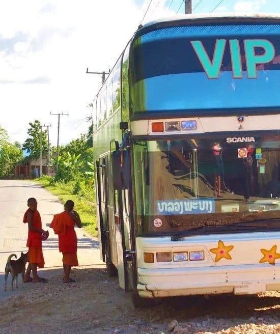 The bus from Vang Vieng to Luang Prabang, Laos. With kids!