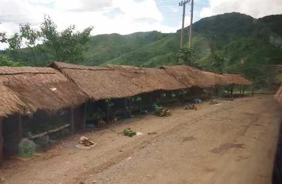 Roadside shops between Luang Prabang and Laos.