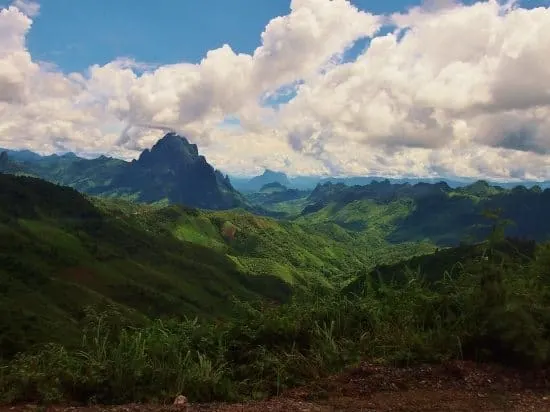 The road between Luang Prabang and Vang Vieng Laos from the bus.