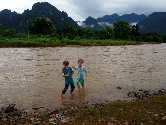 Vang Vieng Lous with kids