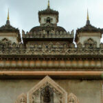 Top of the victory monument in Vientiane Laos