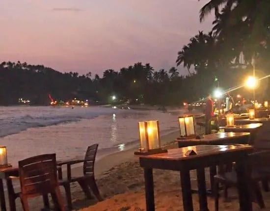 Beach restaurants and beach shacks Mirissa Beach Sri Lanka