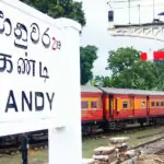 Sri Lanka travel blog cover photo, imge of a Sri Lankan train in a station