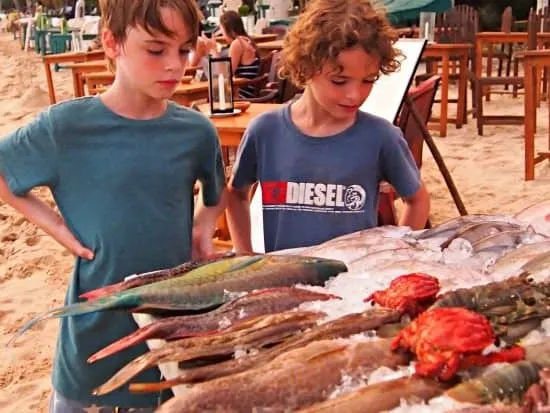 Food in Sri Lanka, fresh fish on the beach in Mirissa.