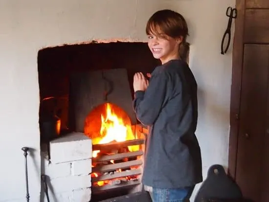 Welsh coal fire inside a reconstruction cottage museum of Welsh Life