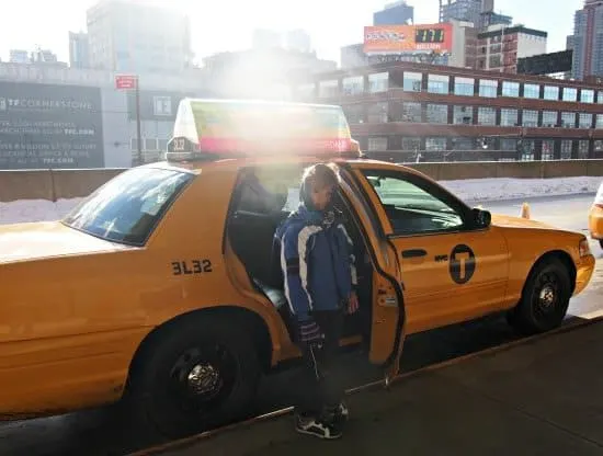 New York yellow taxi, family trip to NYC on a budget