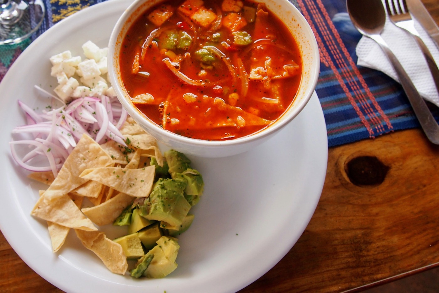 Tortilla soup food in Antigua Guatemala