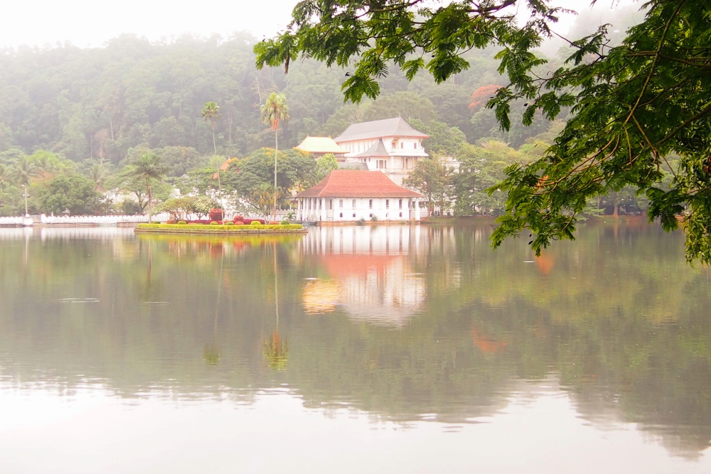 View of Kandy. Kandy Lake and The Temple of The Tooth.