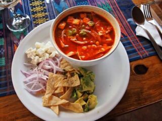 Tortilla soup food in Antigua Guatemala
