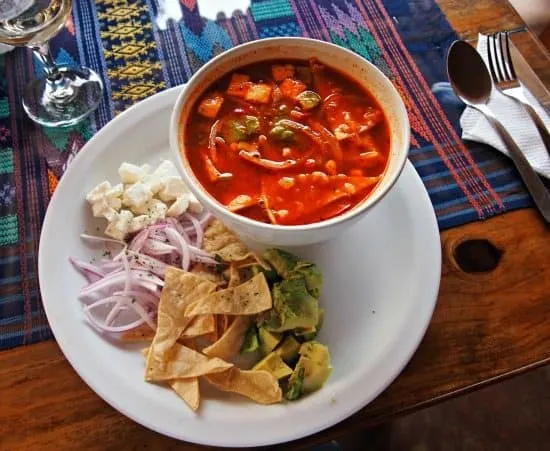 Tortilla soup food in Antigua Guatemala