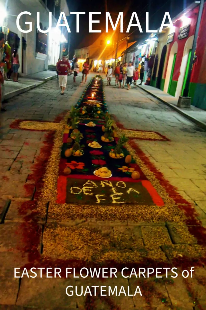 Another flower carpet in Guatamala, with text made from sawdust