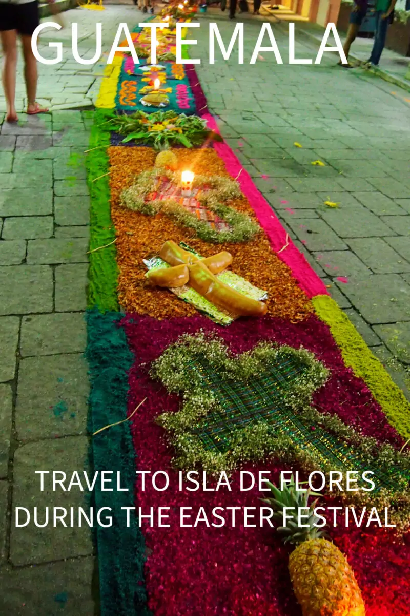 Flower carpet in the street in Flores Guatemala