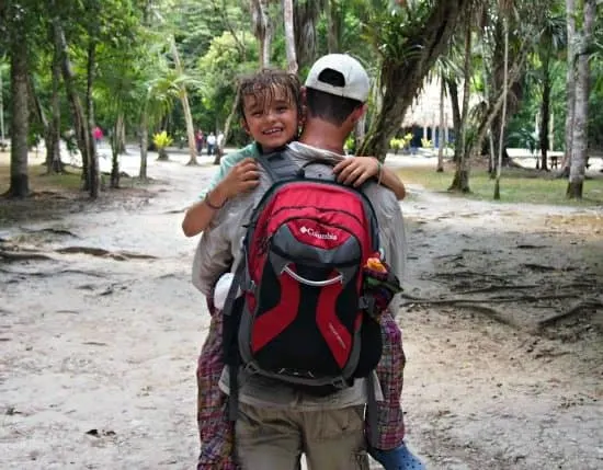 Tikal with kids. It's hot!