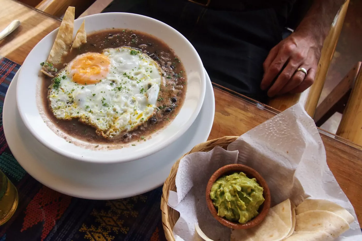 Food highlight Guatemala egg, guacamole tortillas