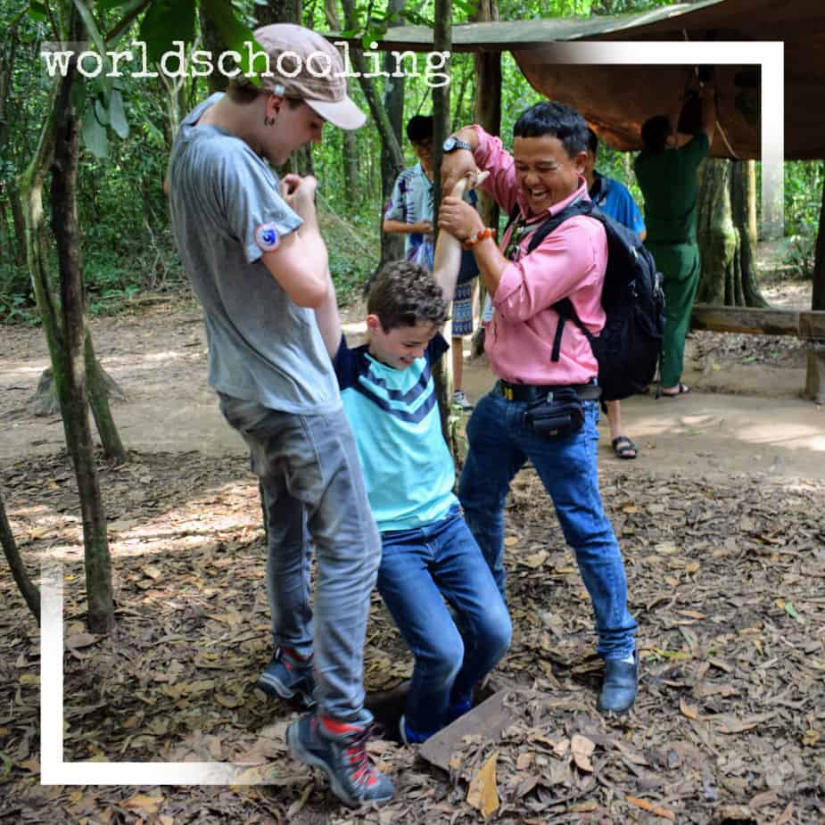 Worldschooling in Vietnam at Cu Chi Tunnels
