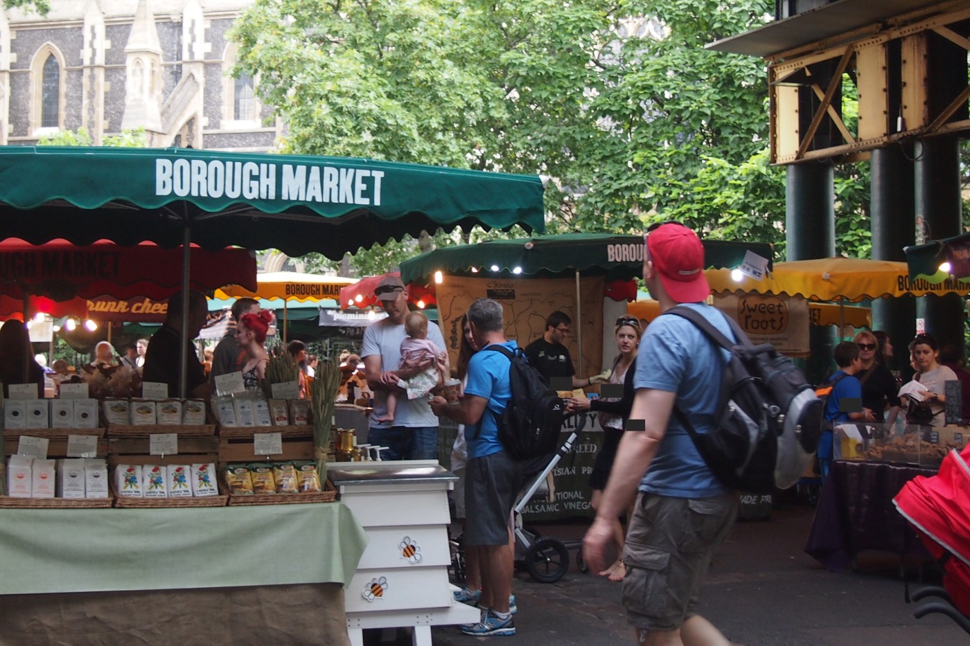 borough market view of stalls and people shopping