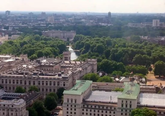 Buckingham Palace from the London Eye. World Travel Family