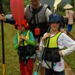 Family kayaking and tubing in Vang Vieng Laos