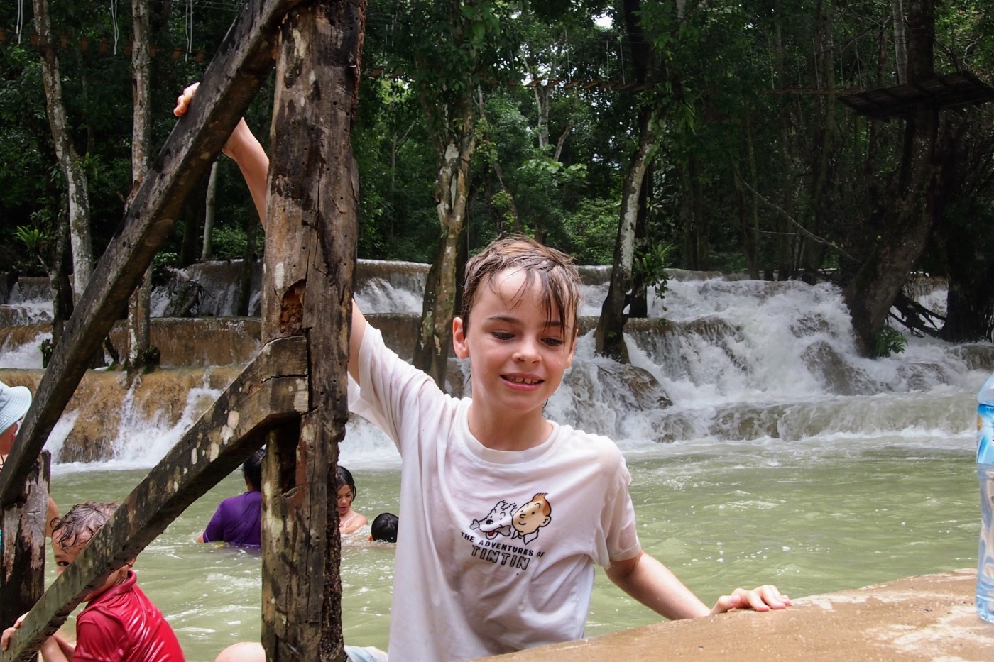 Kuang Si Waterfalls Kids Swimming