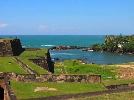 Galle Fort Sri Lanka. Fortifications and the walls overlooking the ocean.