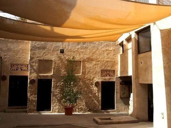 A shady central courtyard in a traditional Emirati home. This one is now a coin museum.