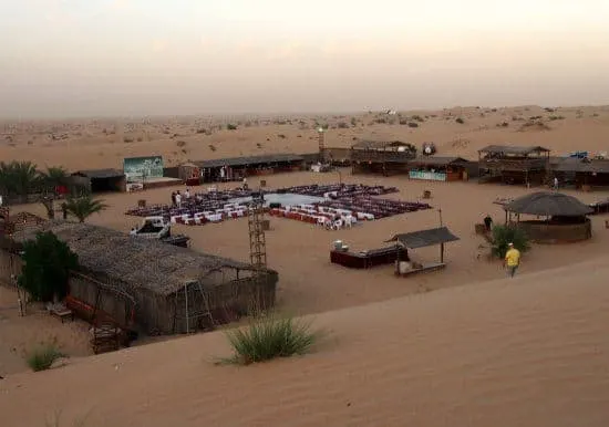 Desert Camp after the Dubai Camel Safari guests can enjoy dinner, belly dancing and a show.