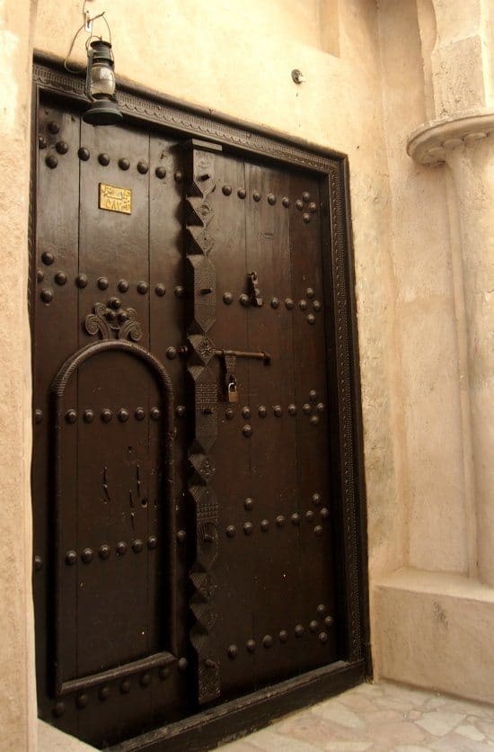 Doors traditional Emirati home in Old Dubai. Tour of old Dubai, history and culture