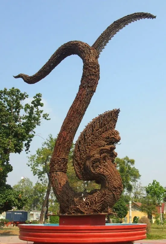 .Peace Naga Cambodia. Staue Made From Guns. 1 day tour of Battambang, Cambodia.