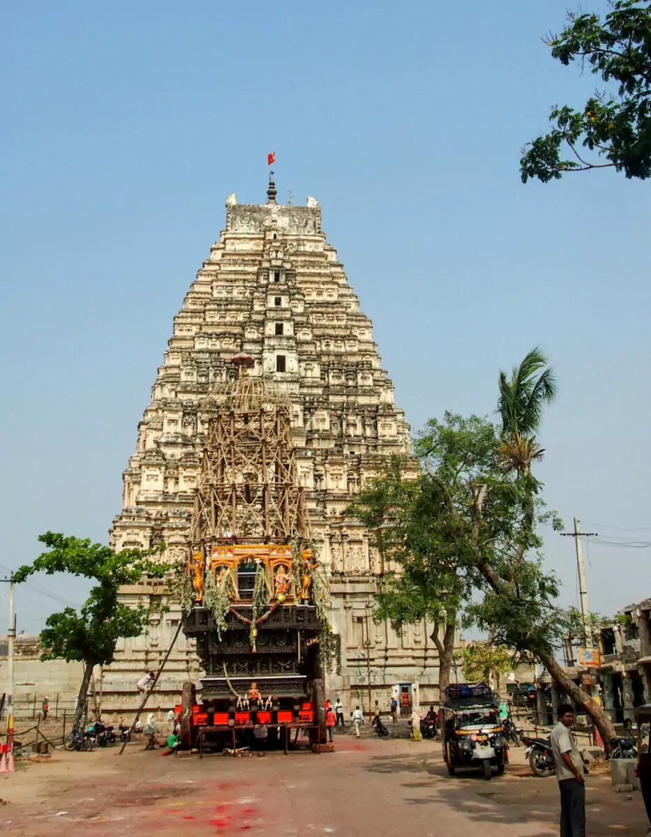 Gopuram (tall carved temple tower) of Virupaksha Temple