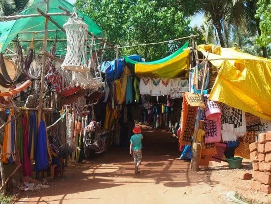 Market stalls Anjuna Beach Goa