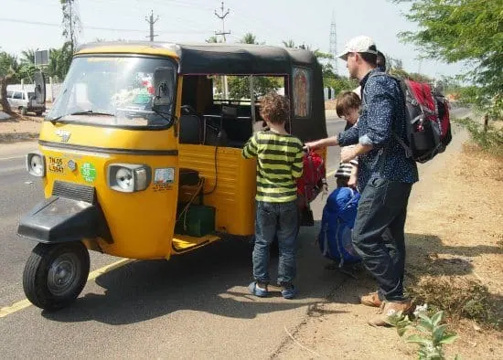 first day in India. tuk tuk in India with kids