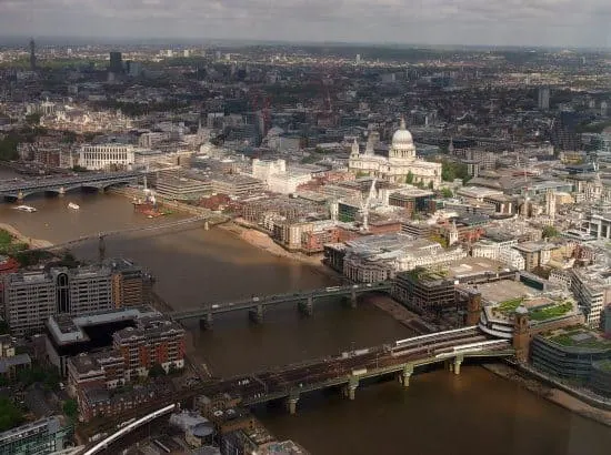 Going up The Shard. Views of St Pauls from The Shard