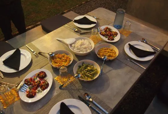 Dinner at the Templeberg Villa Galle, Sri Lanka. A vegetarian east.