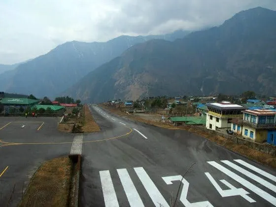 The runwaty at Lukla Tenzing hillary airport Nepal