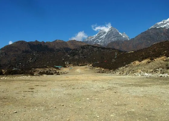 Sangboche or Sayangboche airport. Usually mostly used for helicopter deliveries of Everest Expedition gear.