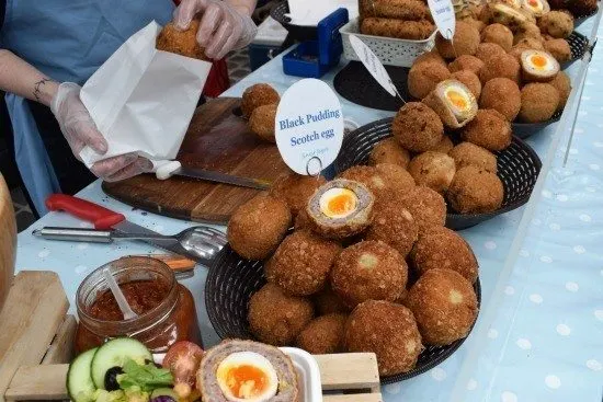 Greenwich Market Food, Scotch Eggs food stall, every imagineable Scotch Egg