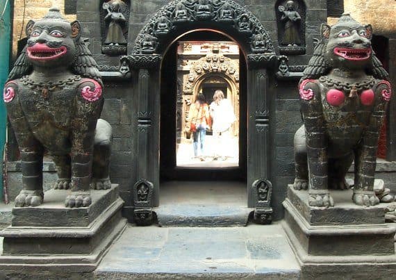 Creatures-guarding-the-gateway-to-the-Golden-Temple-Kathmandu-Nepal