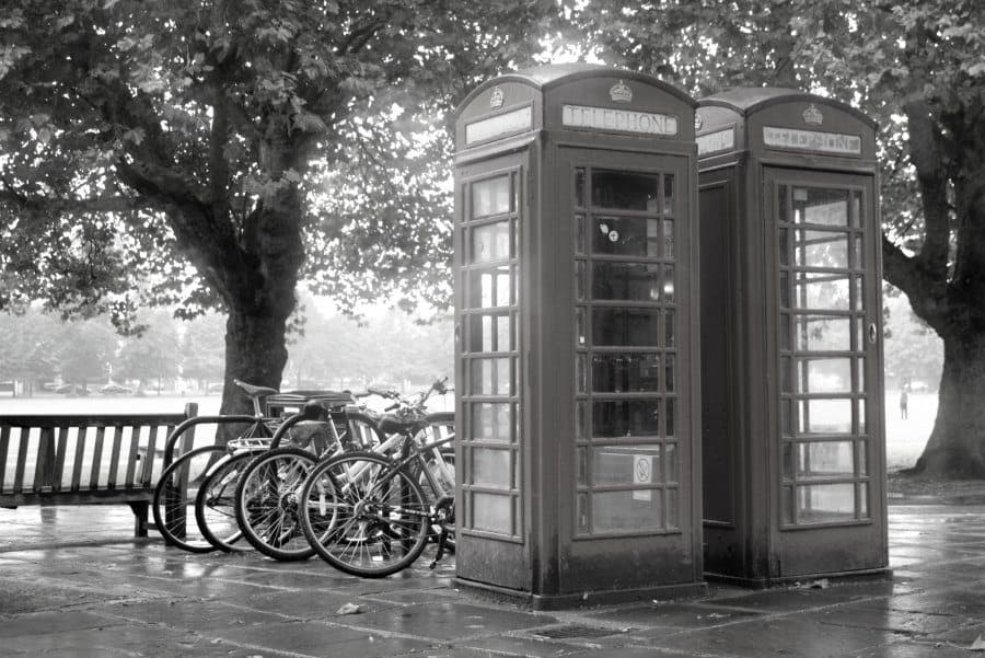 Richmond Green London UK with phone boxes