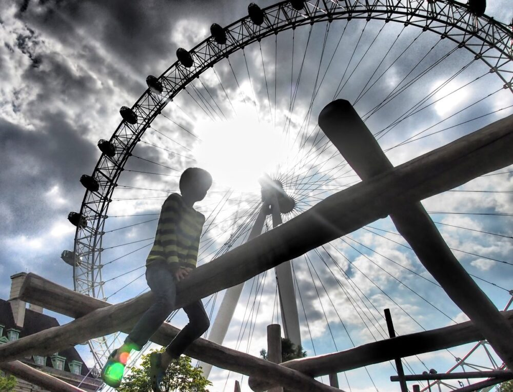 family at playground in London UK