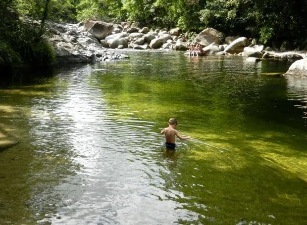 swimming at mossman gorge near port douglas