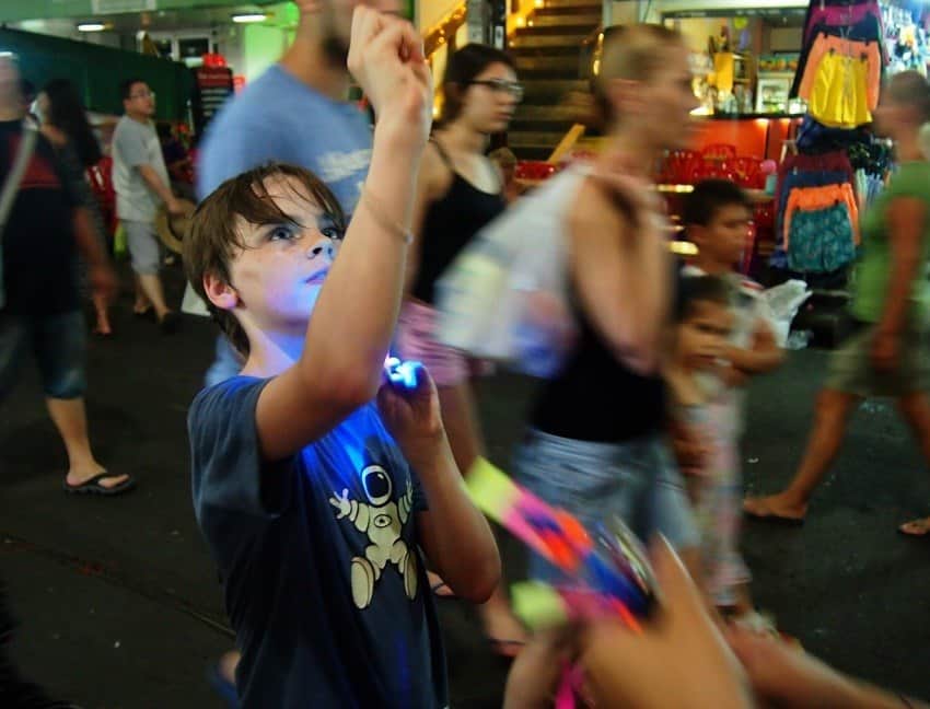 Full time travelling family kids playing Bangkok