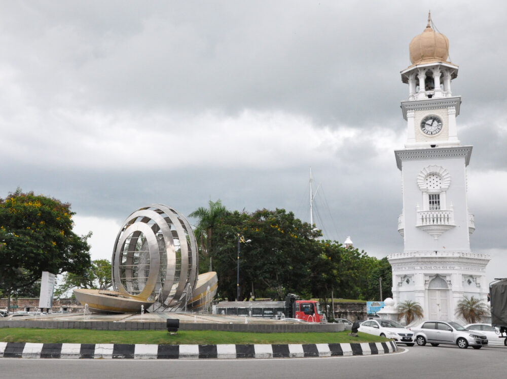 Penang old modern art clock tower
