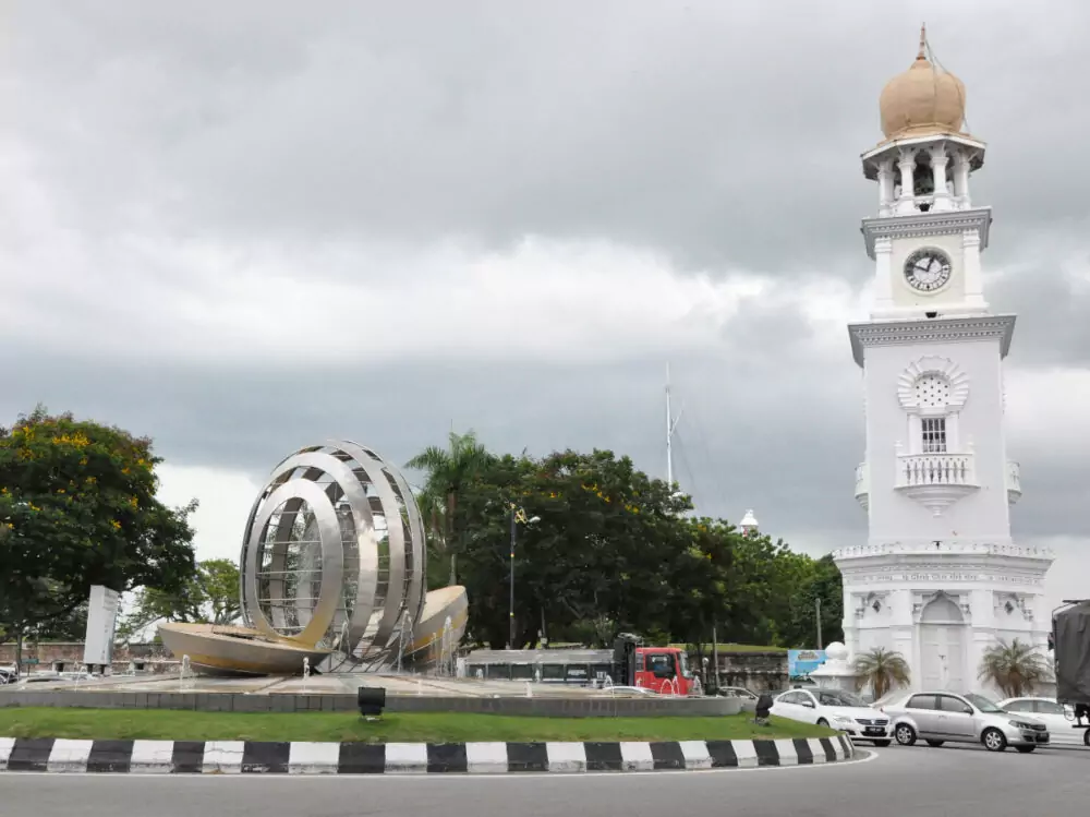 Penang old modern art clock tower