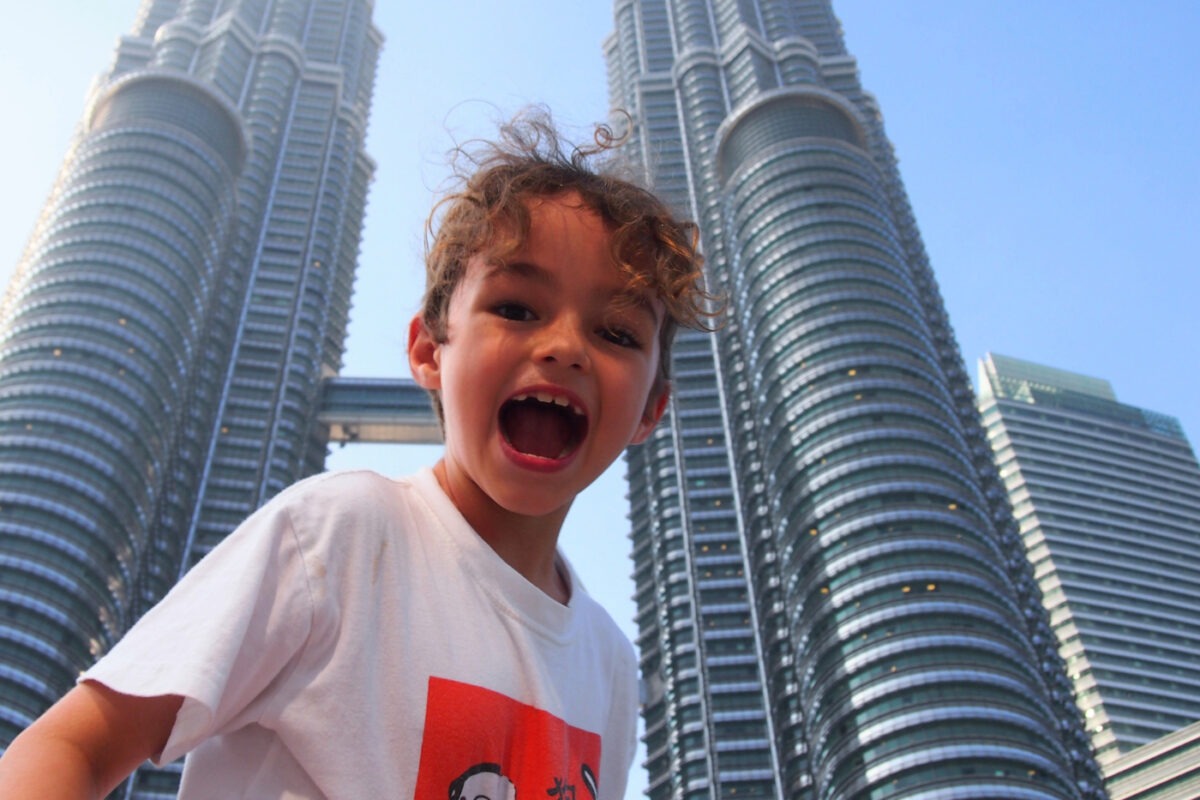 Malaysia famous towers with kids