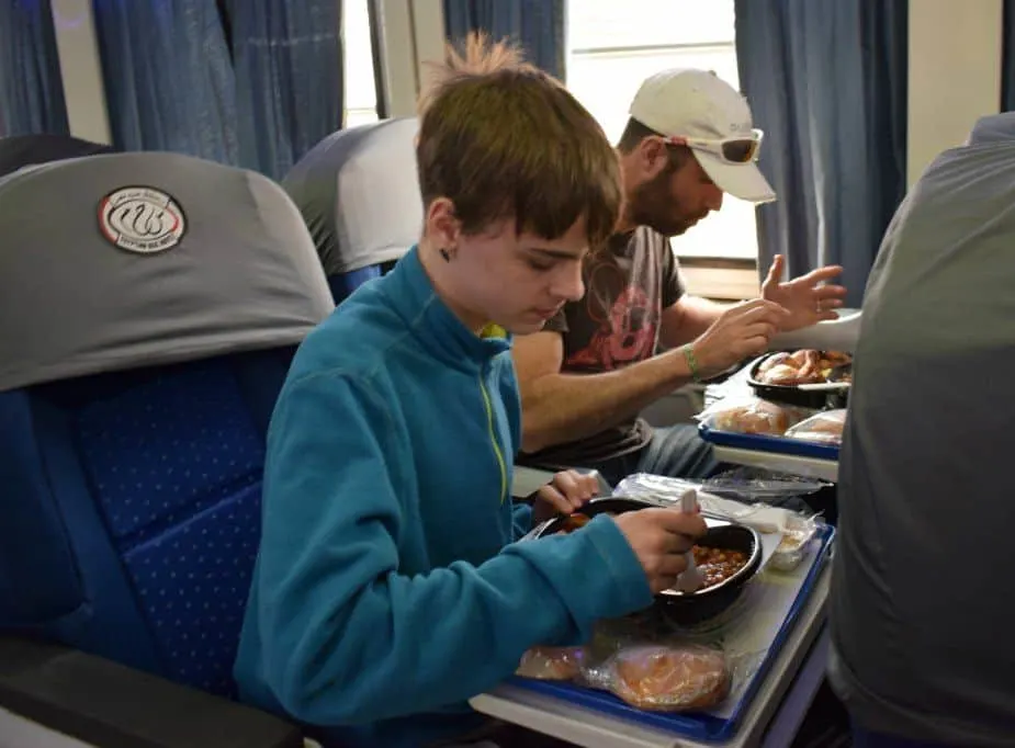 Food on the train to Luxor Egypt